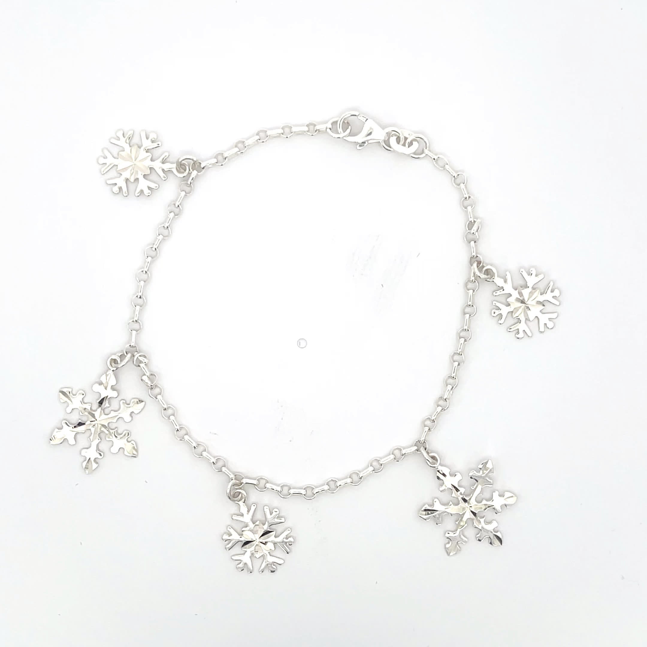 925 Sterling Silver Snowflake Charm Bracelet